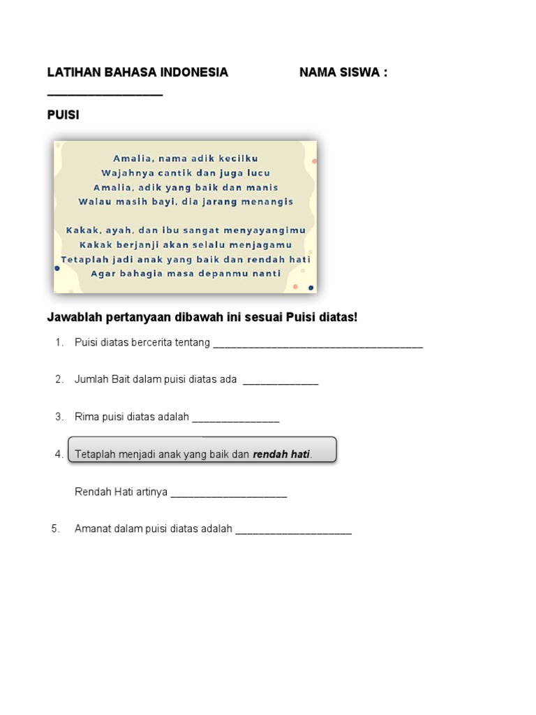 Menjelajahi Keindahan Puisi: Contoh Soal Kelas 4