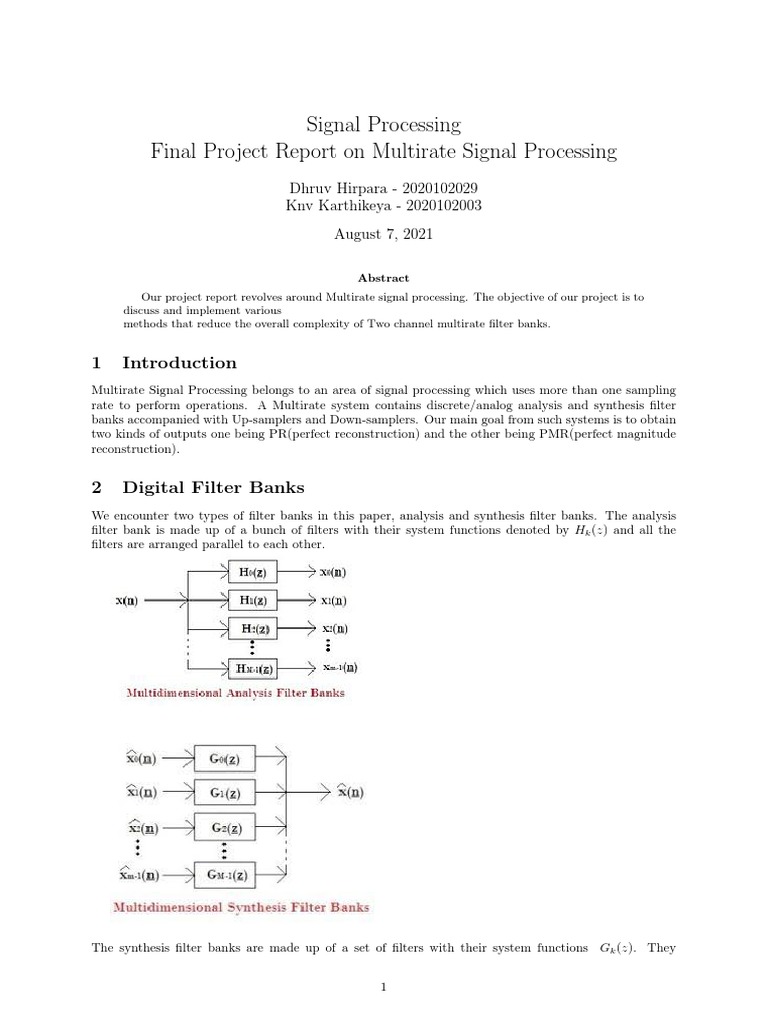 Signal Processing Final Project Report On Multirate Signal Processing ...