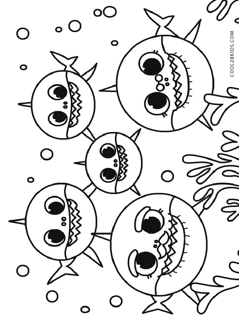 Baby Shark Family Coloring Pages | PDF