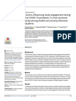 Factors Influencing Study Engagement During The COVID-19 Pandemic: A Cross-Sectional Study Among Health and Social Professions Students