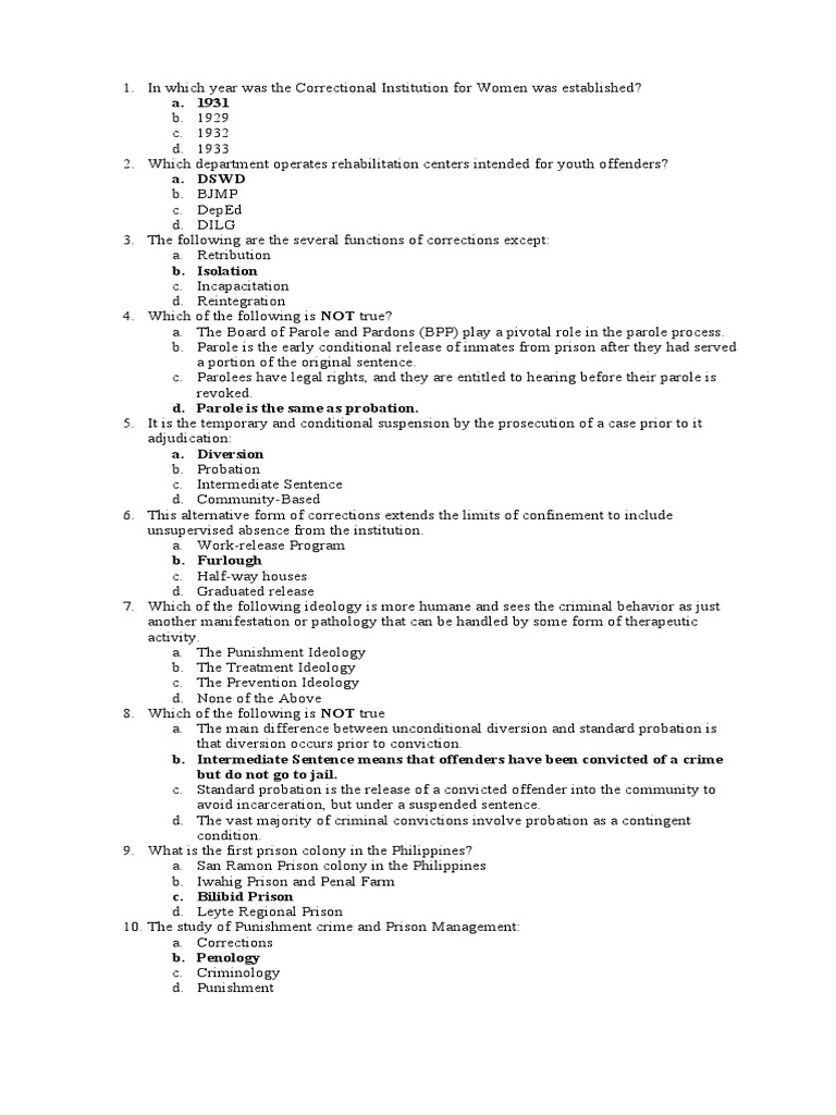 Fundamentals of Correctional Administrations PDF Parole Prison