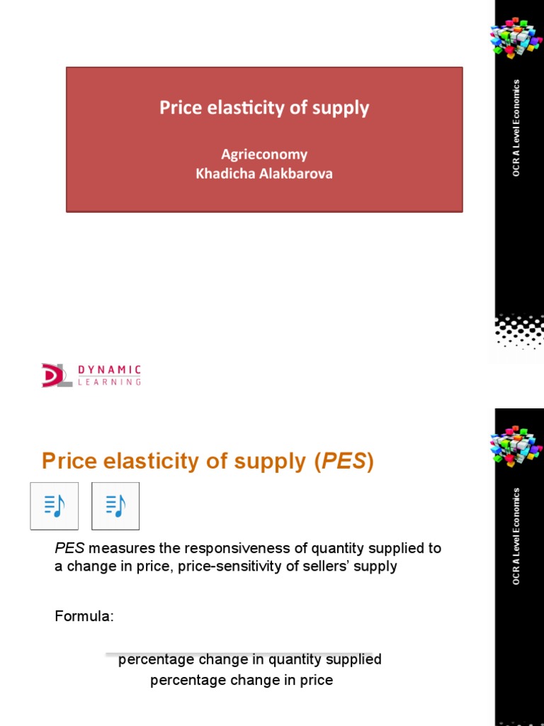 Price Elasticity of Supply Agrieconomy Khadicha Alakbarova PDF