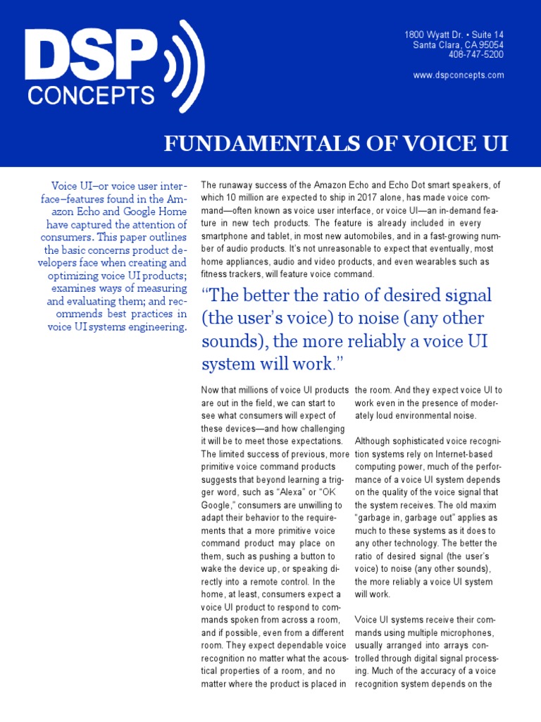 Fundamentals of Voice Ui PDF Microphone Signal To Noise Ratio