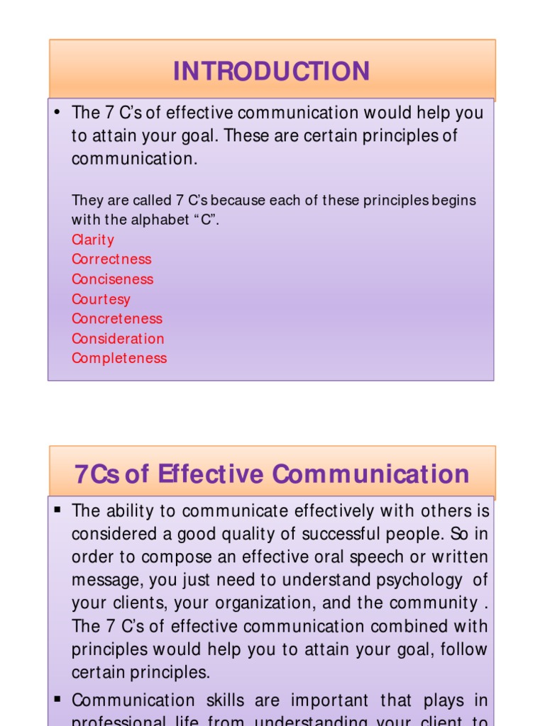 7 C's of Effective Communication | PDF | Communication ...
