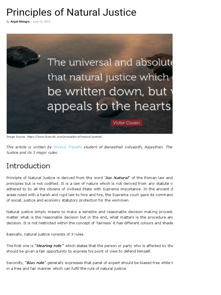 Principles of Natural Justice IPleaders PDF Justice Crime