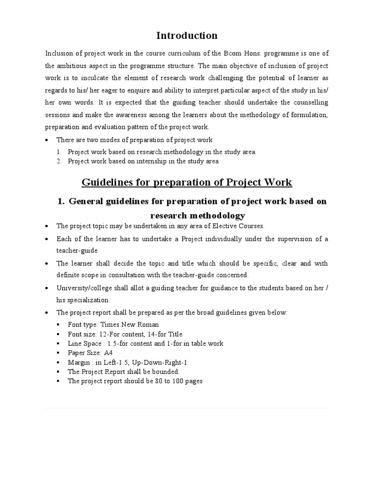 BCom Project Work Guidelines | PDF | Academic Degree | Data