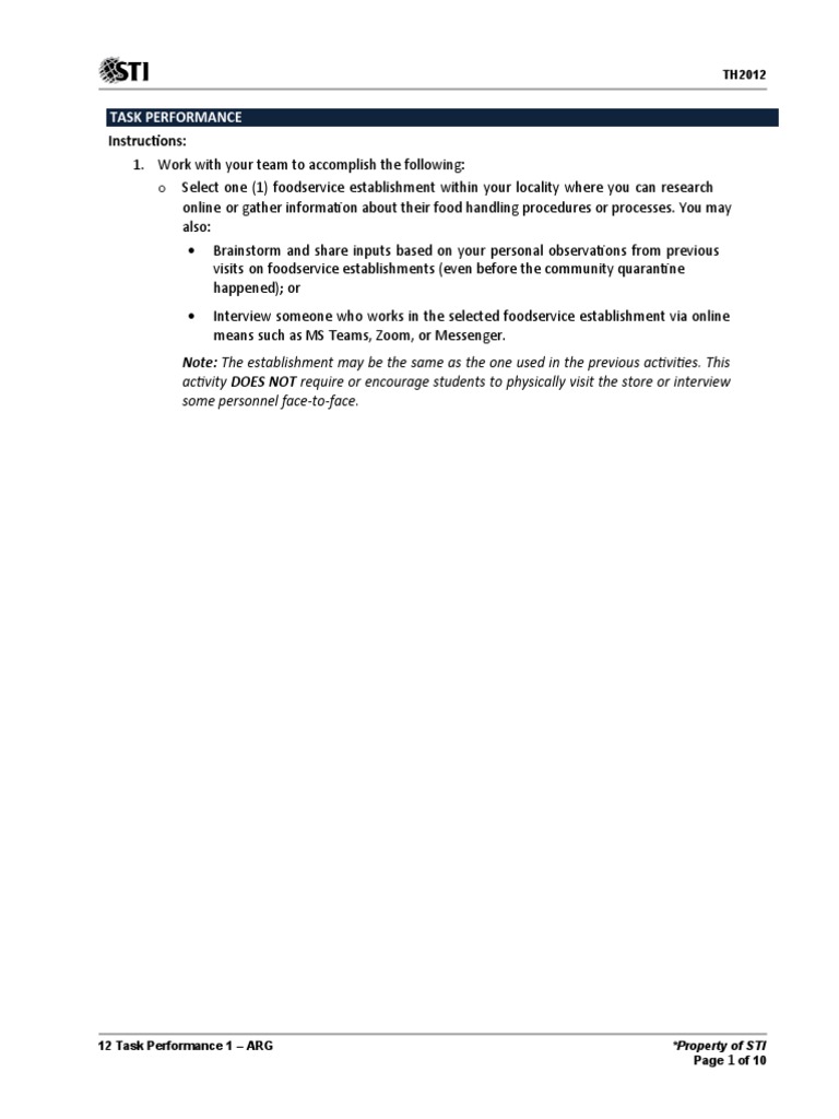 Food Safety Procedures Assessment Guide | PDF | Foods | Hygiene