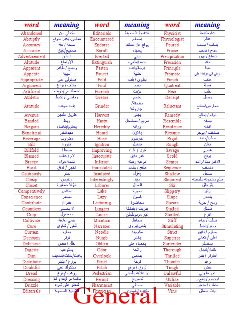 General Vocabulary | PDF
