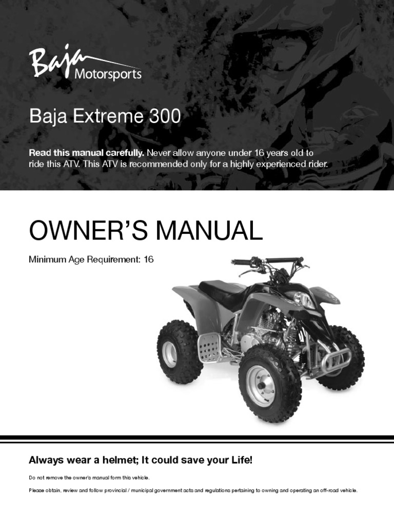 X300 Extreme 300cc ATV Owners Manual | PDF | Clutch | Brake