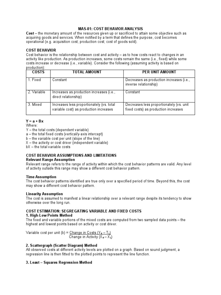 Cost Behavior Analysis Techniques | PDF | Regression Analysis ...
