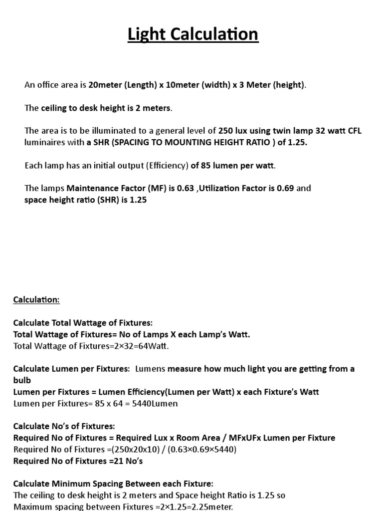 Light Calculation PDF