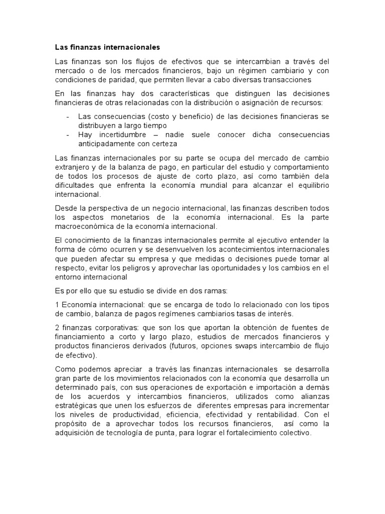 Finanzas Internacionales y su Impacto Económico | PDF | Tipo de cambio ...