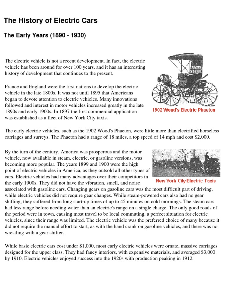 History of Electric Cars | PDF | Electric Vehicle | Electric Car