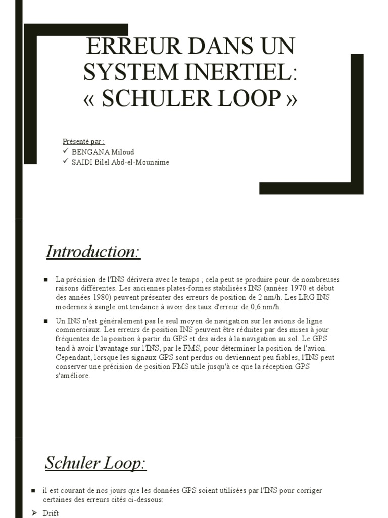 Erreur et boucle de Schuler en INS | PDF | Grandeur physique | Physique