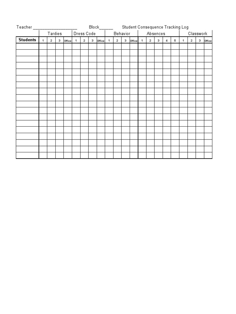 Student Consequence Tracking Log | PDF