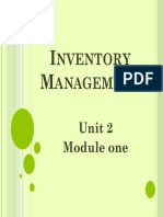 Nventory Anagement: Unit 2 Module One