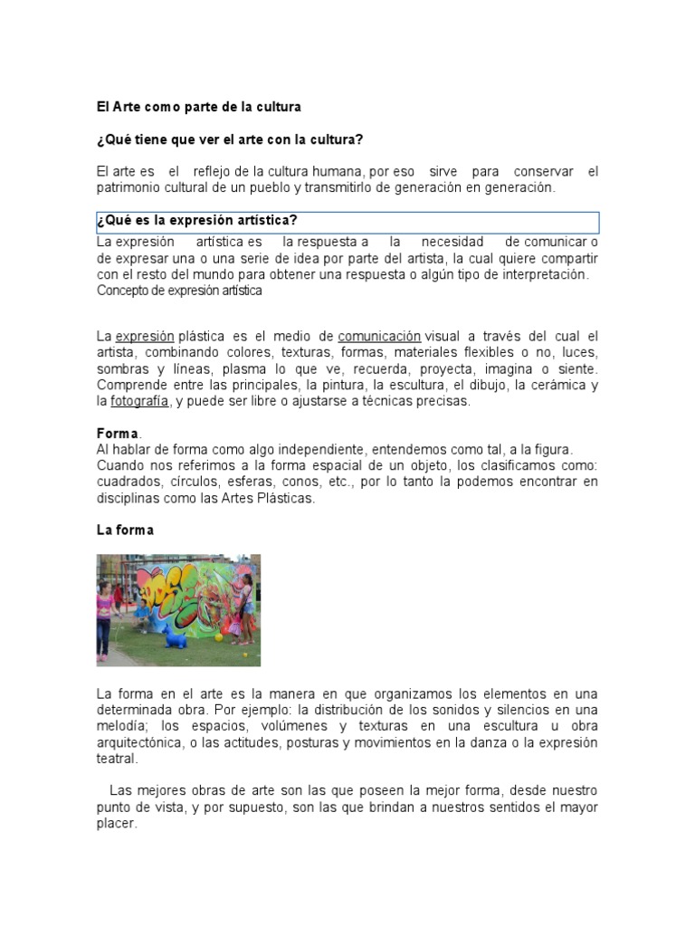 El Arte Como Parte de La Cultura | PDF | Percepción | Bailes