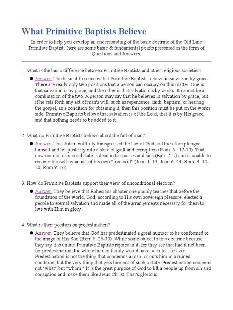 Primitive Baptists Believe Baptism Salvation