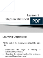 Lesson 2 Steps in Statistical Testing