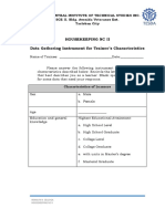 Housekeeping NC Ii Data Gathering Instrument For Trainee's Characteristics