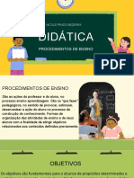 Procedimentos de ensino e objetivos gerais e específicos