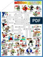 Look at The Pictures and The Names of The Different Countries and Fill in The Crossword With The Corresponding Nationality