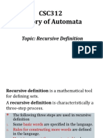 CSC312 Theory of Automata: Topic: Recursive Definition