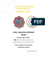 TAREA 05. - Informe de Análisis de Las Especificaciones Técnicas Del Expediente Técnico