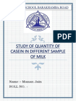 Study of Quantity of Casein in Different Sample of Milkss