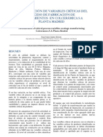 Identificación de Variables Críticas Del Proceso de Fabricación de Revestimientos en Colcerámica S.A Planta Madrid by Diana Patricia Montero Motavita