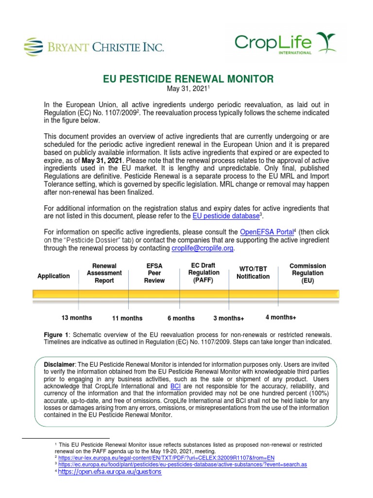 EU Pesticide Renewal Monitor EN June 2021 PDF European Union