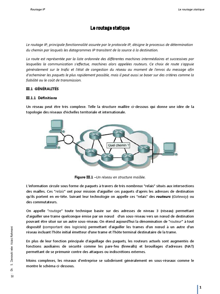 Routage IP : Comprendre le statique | PDF | Routage | Adresse IP