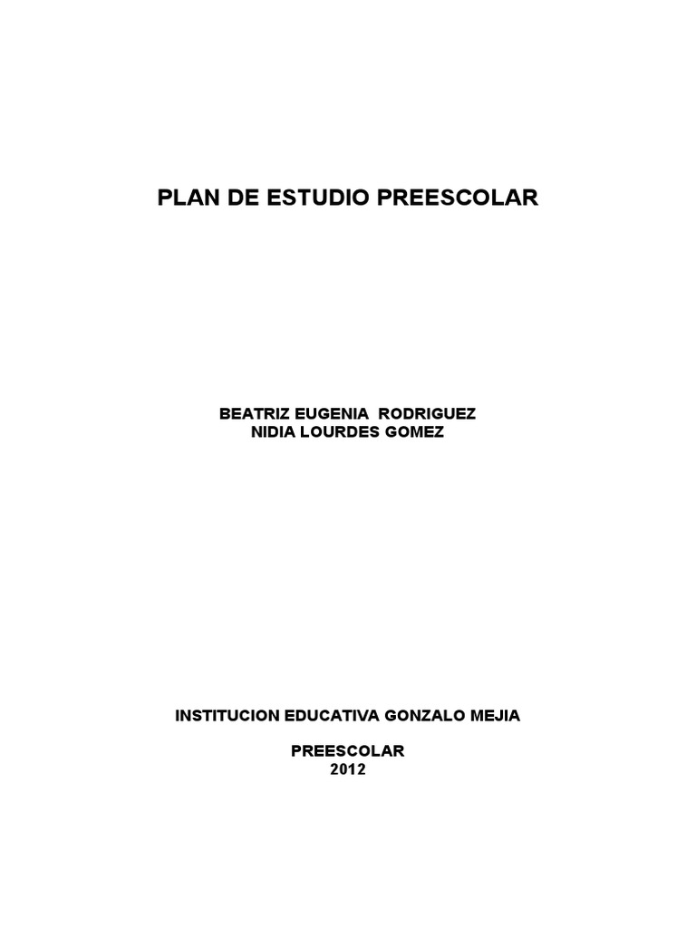 Plan de Area Preescolar | PDF | Educación de la primera infancia ...