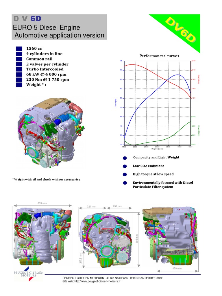Euro 5 1560cc Diesel Engine Specs | PDF | Diesel Engine | Mechanical ...