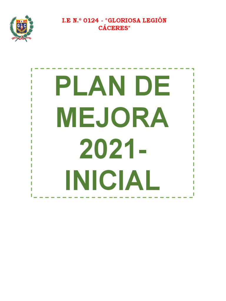 Plan de Mejora Educativa Inicial 2021 | PDF | Las emociones | Aprendizaje