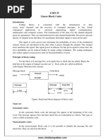 Unit Iv Linear Block Codes: Channel Encoder