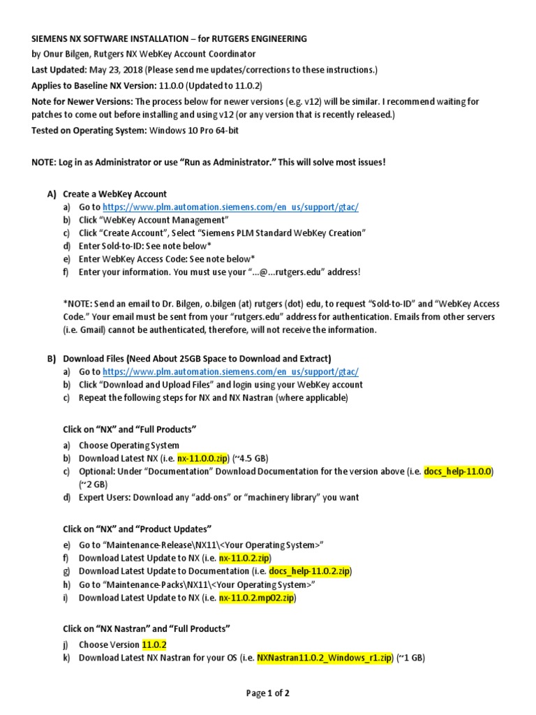 Siemens NX 11 Installation Guide | PDF | Zip (File Format) | Operating ...