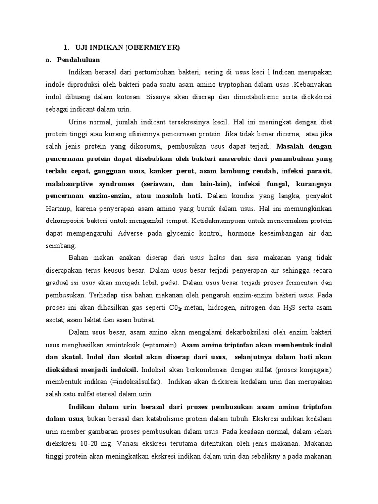 Uji Indikan Obermeyer: Analisis Urin | PDF