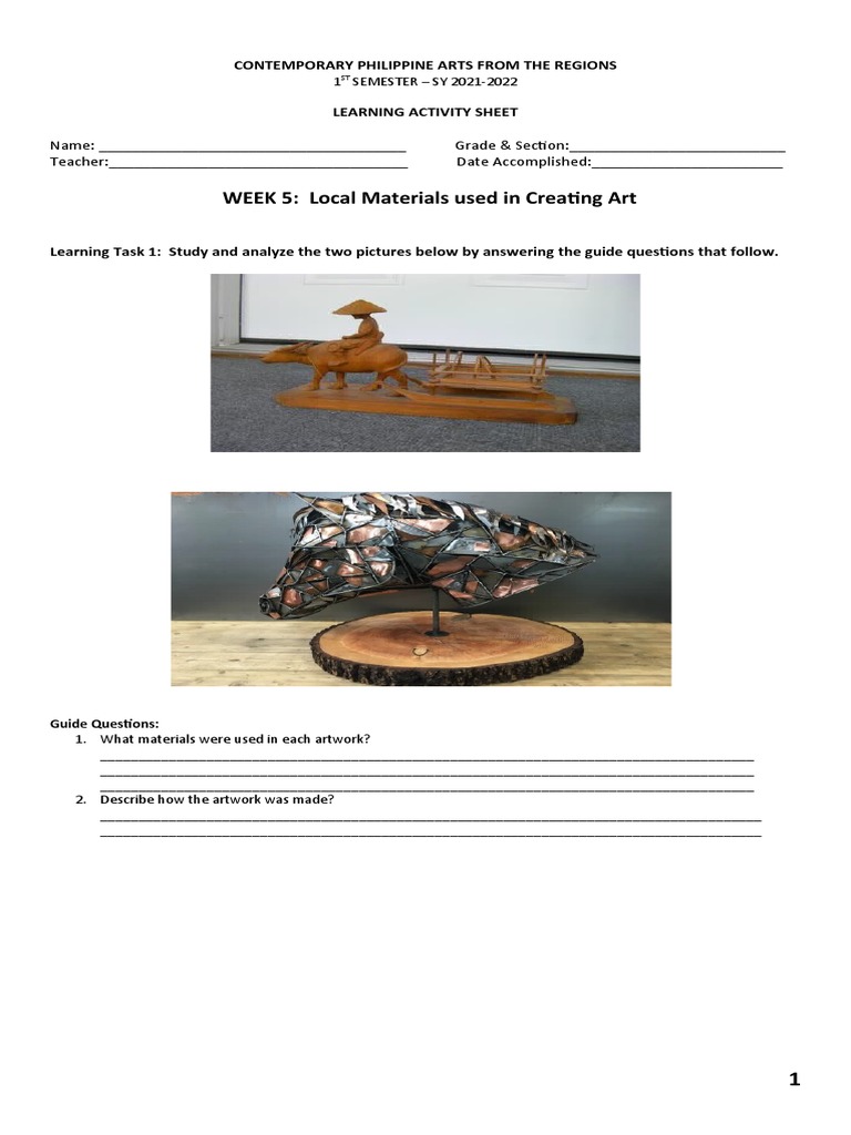 WEEK 5: Local Materials Used in Creating Art | PDF | Basket 