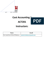 Cost Accounting 1 ACT201 Instructors