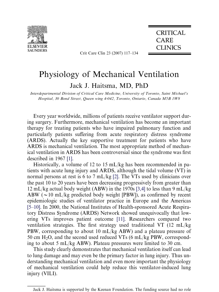 Understanding Mechanical Ventilation Physiology | PDF | Lung | Pulmonology