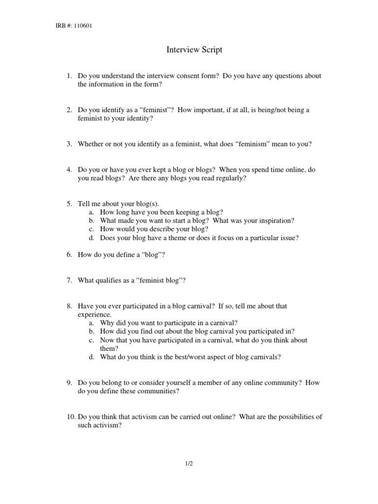 M.A. Thesis Interview Script (110601c1) | PDF