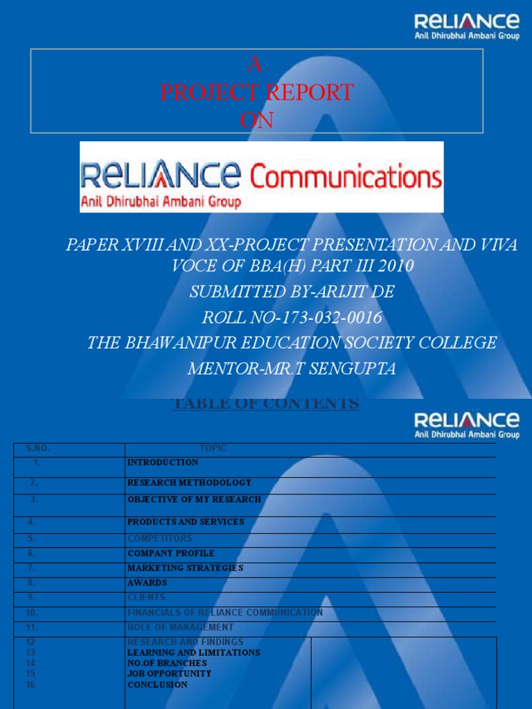 FINAL Reliance Communication PDF Learning