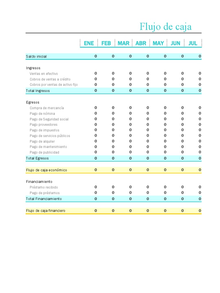 Plantilla de Flujo de Caja en Excel | PDF | Economias | Dinero
