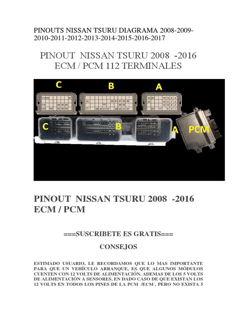 Pinouts Nissan Tsuru Diagrama PDF | Tecnología de vehículos |
