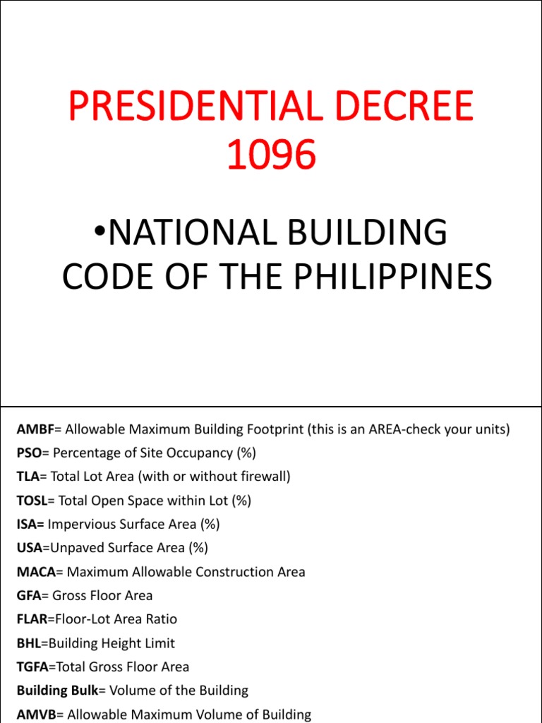 Presidential Decree 1096 National Building Code of The Philippines PDF