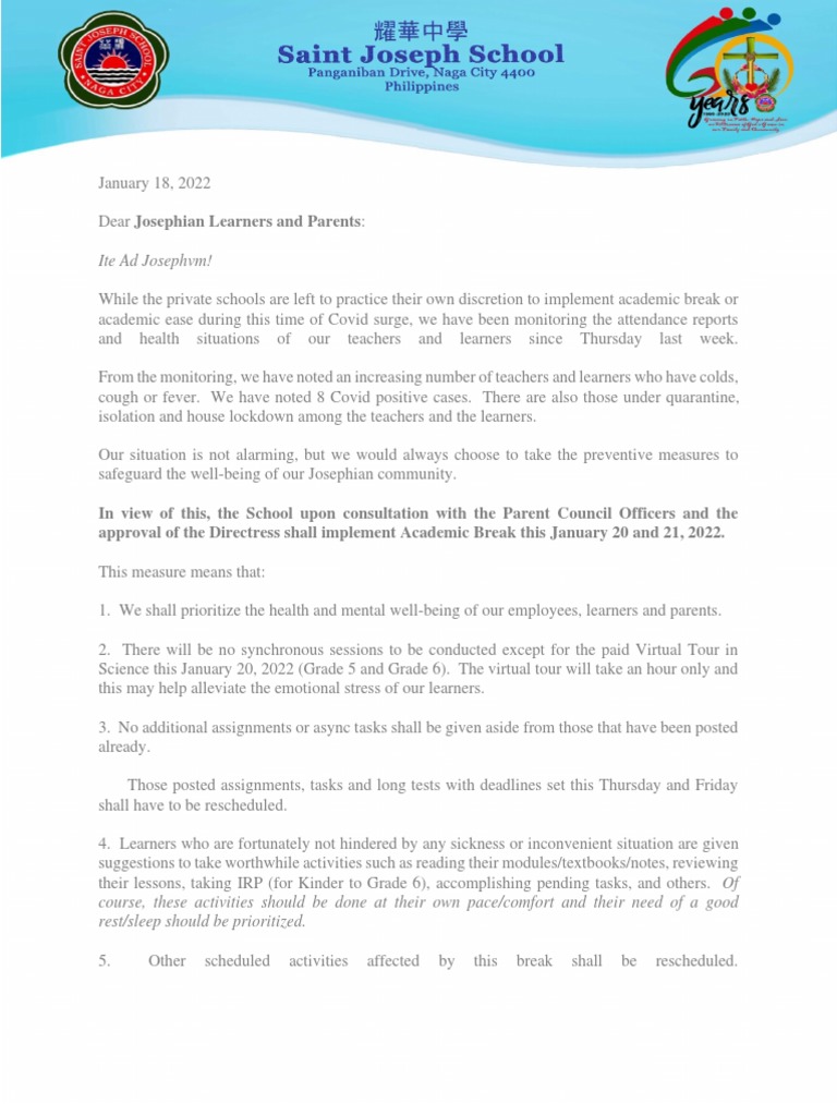 Academic Break Announcement for Students | PDF | Health Sciences