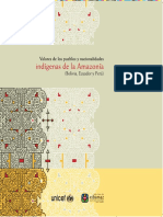 Valores de Los Pueblos y Nacionalidades Indigenas de La Amazonia