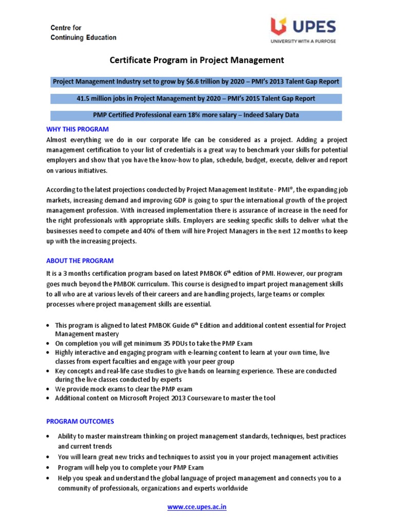 Certificate Program in Project Management | PDF | Project Management ...