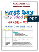 First Day Plan of School